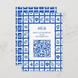 Carte D'accompagnement Seashell Grid Beach Wedding Code QR PERSONNALISÉ