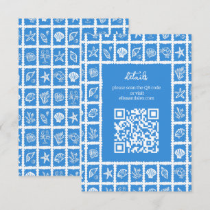 Carte D'accompagnement Seashell Grid Beach Wedding Code QR PERSONNALISÉ