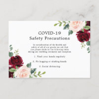 Sécurité COVID-19 pour mariage floral rose et bord