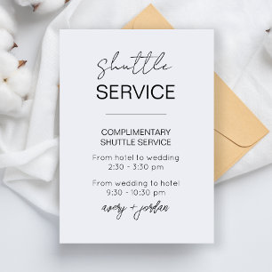 Carte D'accompagnement Service de navette minimaliste moderne mariage fêt