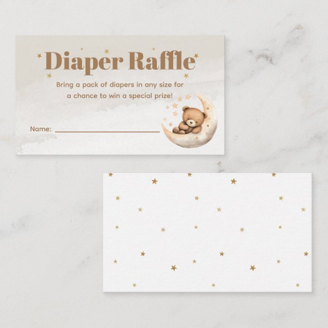 Carte D'accompagnement Sexe Neutre Brown Teddy Bear Diaper Raffle (Devant / Derrière)