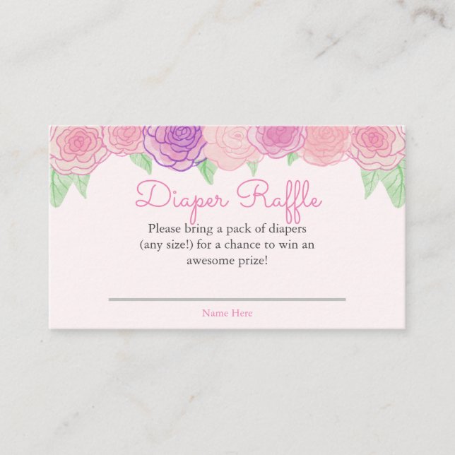 Carte D'accompagnement Shabby Floral Rose Baby shower Déchets Raffle (Devant)