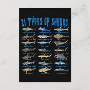 Carte D'accompagnement Shark Lovers 21 Types of Sharks Ocean Animal