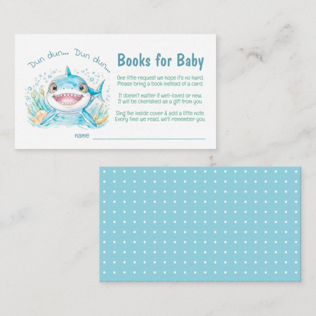 Carte D'accompagnement Shark Under the sea Baby shower Livres pour bébé (Devant / Derrière)