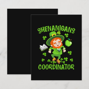Carte D'accompagnement Shenanigans Coordonnateur Funny Enseignant St Patr