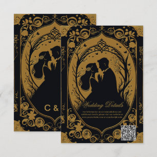 Carte D'accompagnement Silhouette élégante d'une mariée et d'un marié