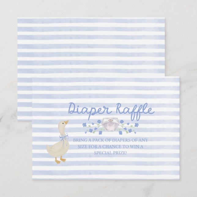 Carte D'accompagnement Silly Little Goose Baby Shower Diaper Raffle (Devant / Derrière)