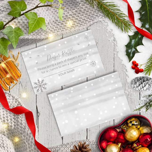 Carte D'accompagnement Silver Grey Snowflakes Baby shower Déchets Raffin (Créateur téléchargé)