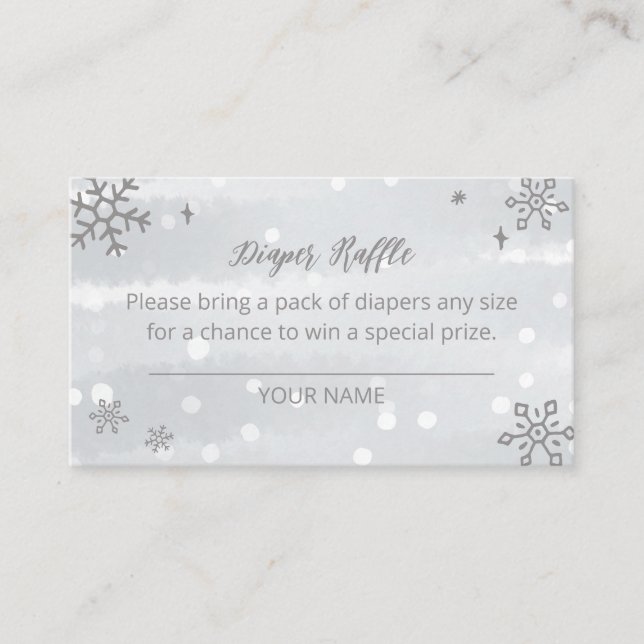 Carte D'accompagnement Silver Grey Snowflakes Baby shower Déchets Raffin (Devant)