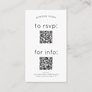 Carte D'accompagnement Simple 2 QR Codes RSVP et détails Mariage