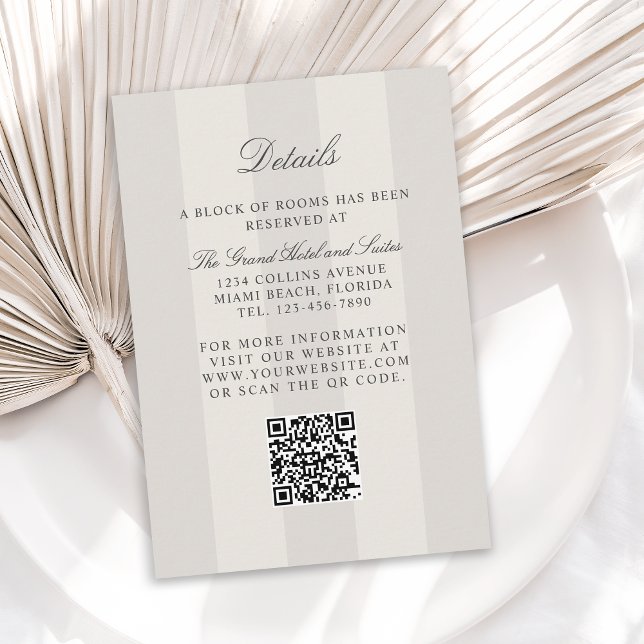 Carte D'accompagnement Simple Beach Sand Cabana Stripes Wedding Details (Créateur téléchargé)