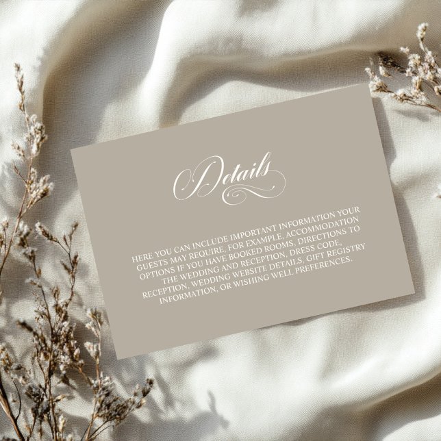 Carte D'accompagnement Simple Beige Wedding Details (Créateur téléchargé)