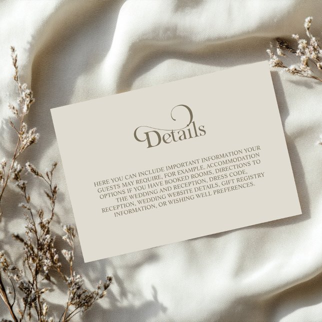Carte D'accompagnement Simple Beige Wedding Details (Créateur téléchargé)