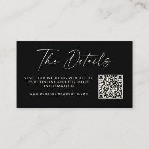 Carte D'accompagnement Simple Black Modern Script Mariage QR Code Site We