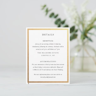 Carte D'accompagnement Simple Black & White Gold Elegant Wedding Détails