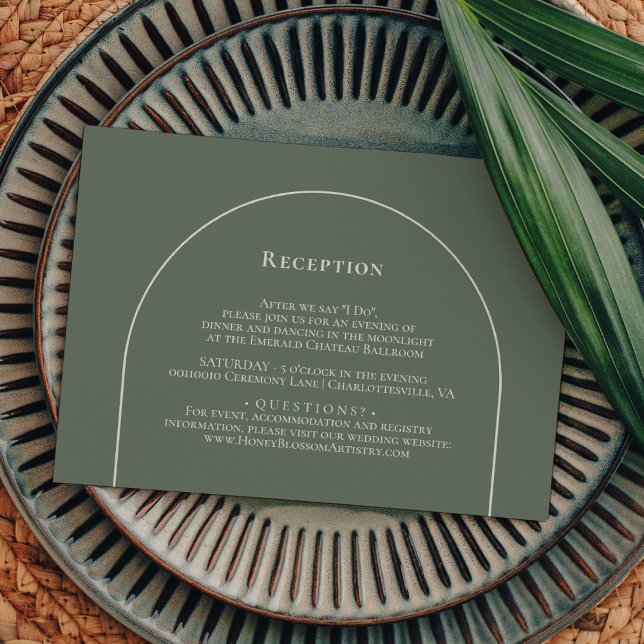 Carte D'accompagnement Simple Boho Arch Sage Green Mariage Réception (Créateur téléchargé)