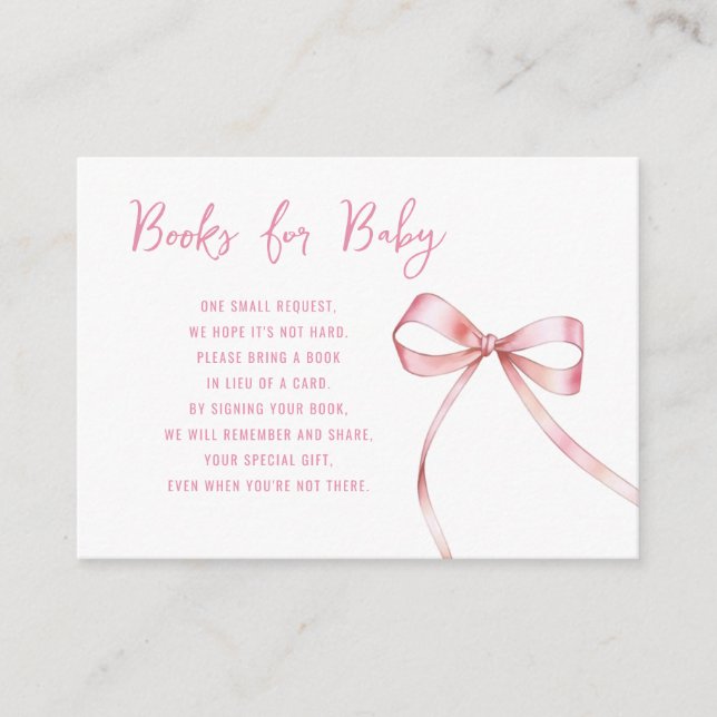 Carte D'accompagnement Simple Bow Girl Baby shower Livres pour bébé (Devant)