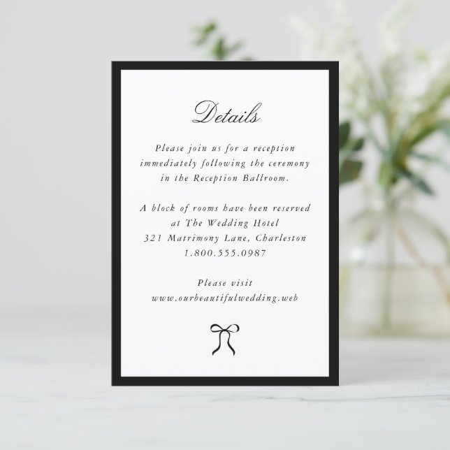 Carte D'accompagnement Simple Bow Mariage Classique (Debout devant)