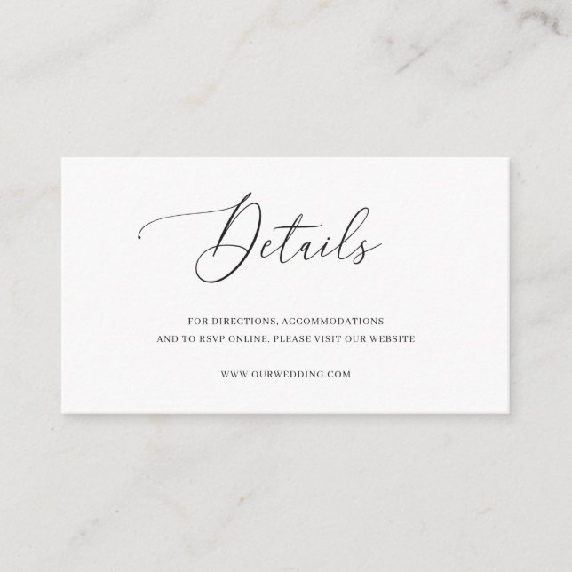 Carte D'accompagnement Simple classique élégant Mariage noir et blanc (Devant)