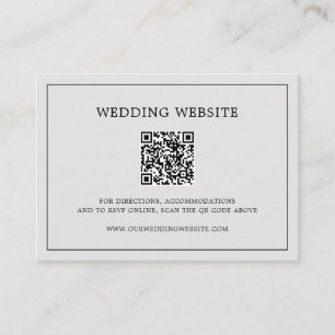 Carte D'accompagnement Simple Code QR Monogramme Gris Clair Mariage Éléga