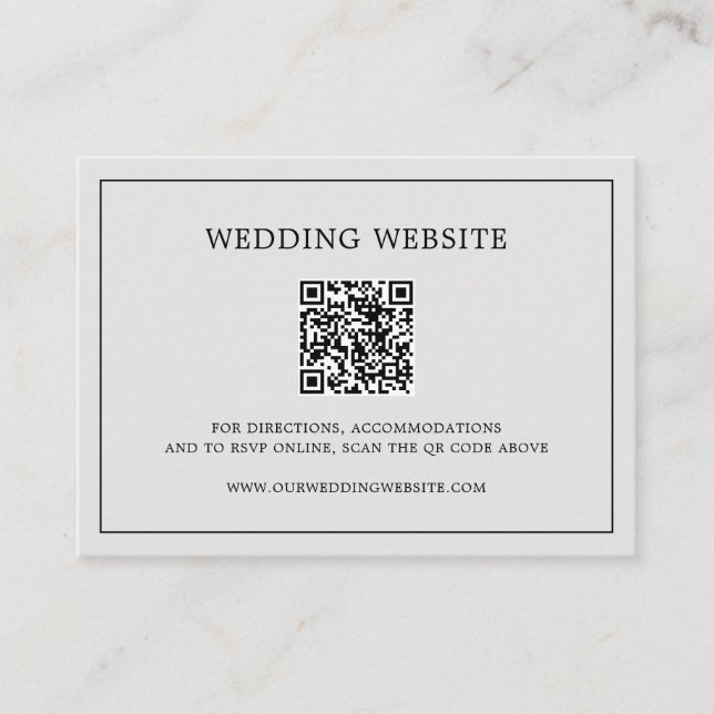 Carte D'accompagnement Simple Code QR Monogramme Gris Clair Mariage Éléga (Devant)