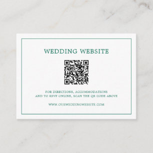 Carte D'accompagnement Simple Code QR Monogramme Vert Émeraude Mariage