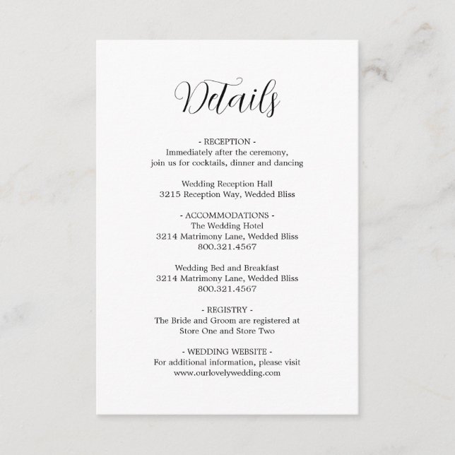Carte D'accompagnement Simple contemporain noir et blanc Mariage moderne (Devant)