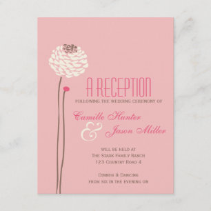 Carte D'accompagnement Simple Dahlia - Réception Vintage rose et Brown
