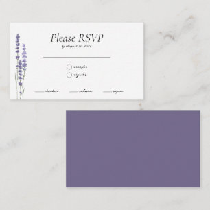 Carte D'accompagnement Simple Delicate Lavender Repas Choix Mariage RSVP