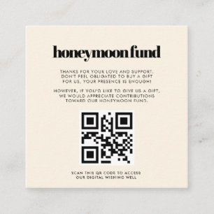 Carte D'accompagnement Simple élégant & chic Honeymoon fund Code QR