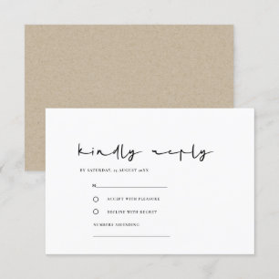 CARTE D'ACCOMPAGNEMENT SIMPLE ÉLÉGANT MINIMAL NOIR MARIAGE BLANC RSVP