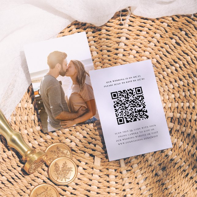 Carte D'accompagnement Simple Elegant Minimal Photo QR Code Mariage RSVP (Créateur téléchargé)