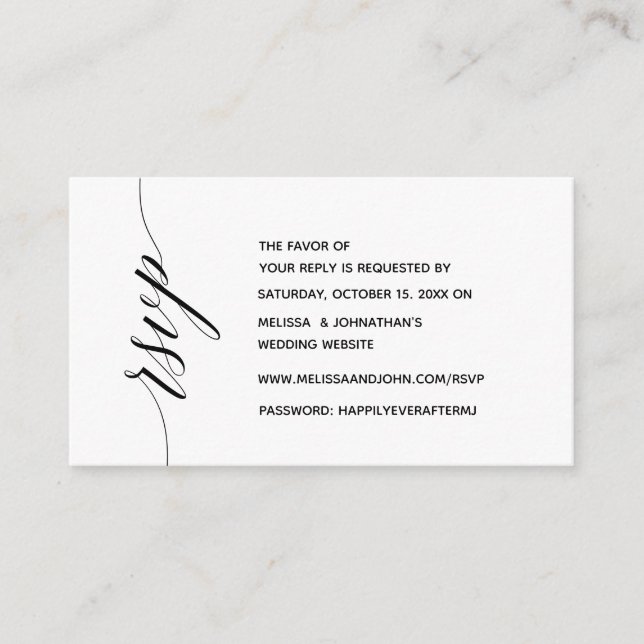 Carte D'accompagnement Simple élégante calligraphie noire, Dîner RSVP (Devant)