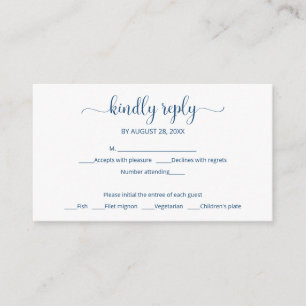 Carte D'accompagnement Simple élégante formulation bleue mariage rsvp