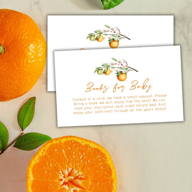 Carte D'accompagnement Simple Été Orange Citrus Livres Pour Baby shower (Simple Summer Orange Citrus Books For Baby Shower Enclosure Card)