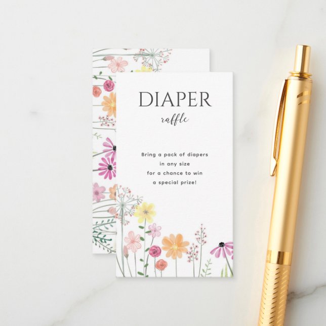 Carte D'accompagnement Simple Fleur sauvage Filles Baby shower Déchets Ra (Devant/Arrière en situation)