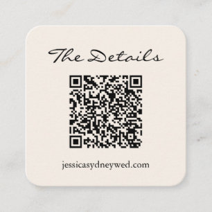 Carte D'accompagnement Simple ivoire Script Mariage RSVP Détails QR Code