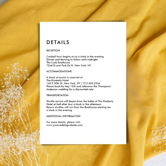 Carte D'accompagnement Simple Ivory Wedding Details  (Simple Ivory Wedding Details Enclosure Card)