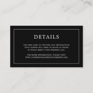 Carte D'accompagnement Simple Mariage Élégant Monogramme Noir