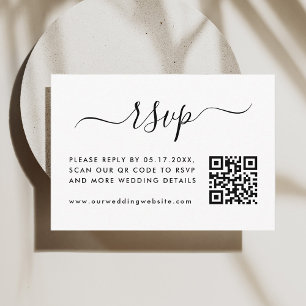 Carte D'accompagnement Simple mariage RSVP avec code QR