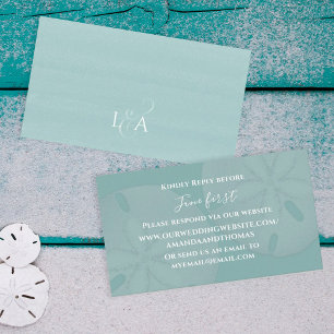 Carte D'accompagnement Simple mariage RSVP en ligne Dollar de sable Turqu