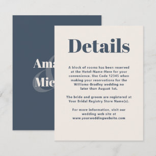 Carte D'accompagnement Simple Marine Moderne Minimaliste Détails Mariage