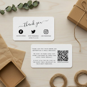 Carte D'accompagnement Simple médias sociaux QR code merci escompte