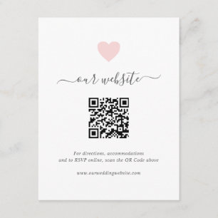 Carte D'accompagnement Simple mignon Coeur rose QR Code Mariage du site W