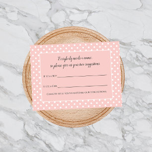 Carte D'accompagnement Simple mignon Pink Bow Baby Nom Suggestion Jeu