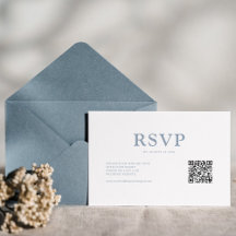 Simple minimaliste Dusty bleu QR Code RSVP