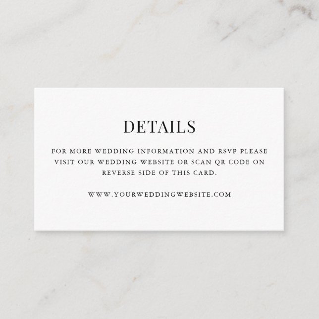 Carte D'accompagnement Simple Modern QR Code Wedding Details Mini  (Devant)