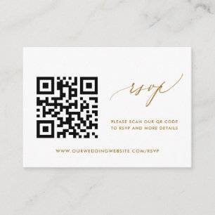 Carte D'accompagnement Simple moderne mariage or RSVP QR Code
