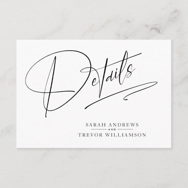 Carte D'accompagnement Simple moderne noir & blanc (Devant)