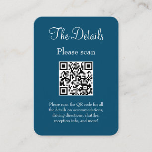 Carte D'accompagnement Simple moderne Ocean Blue Détails Mariage QR Code